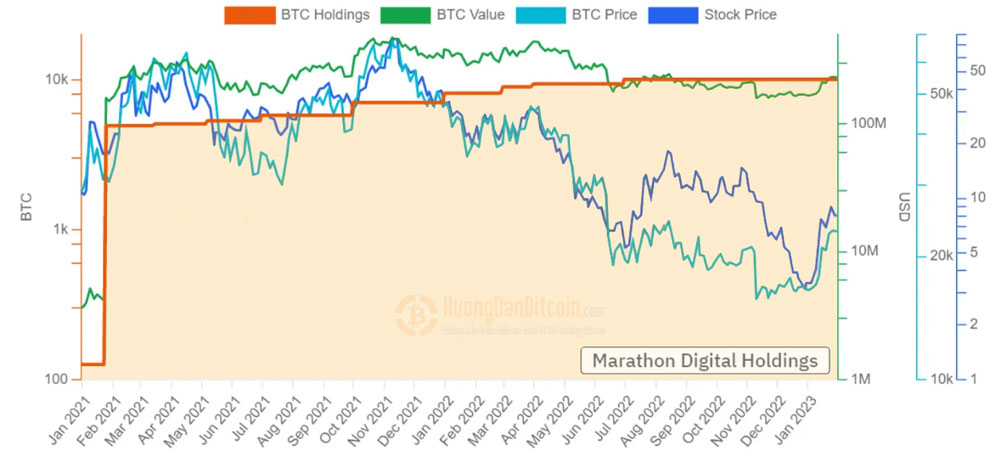 Kho Bitcoin của Marathon đang nắm giữ. Nguồn: BitcoinTreasures!Net